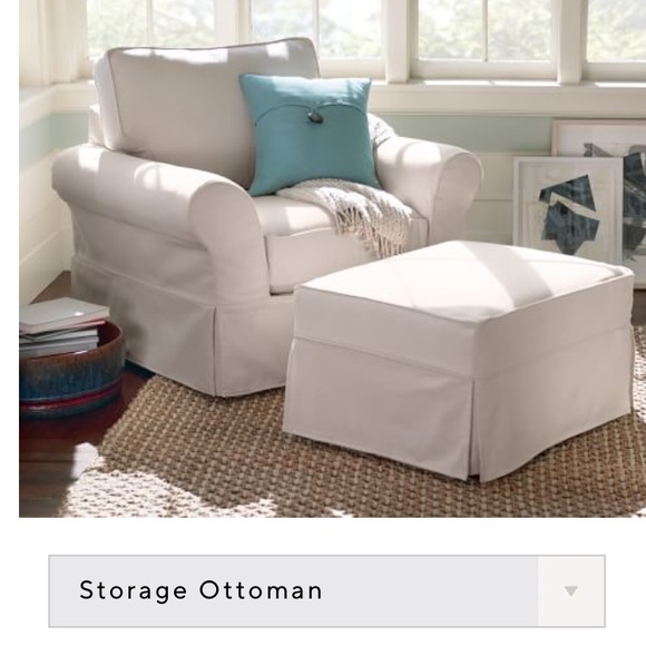 Pottery Barn Storage Ottoman Slipcover white denim - Picture 2 of 16